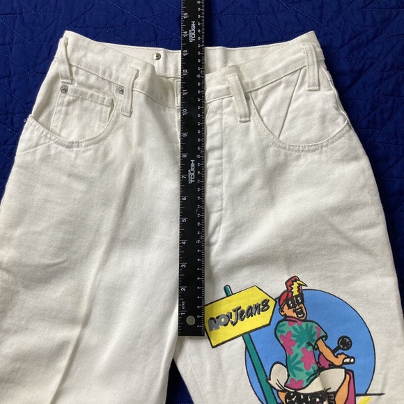 Vintage No! Jeans White High Rise Tappered Button Fly Jeans Size 25x28 80s Moped - Picture 11 of 12